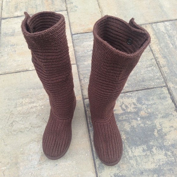 UGG Brown Knit Convertable Boots  Size 7 Good Condition!! - Picture 4 of 15
